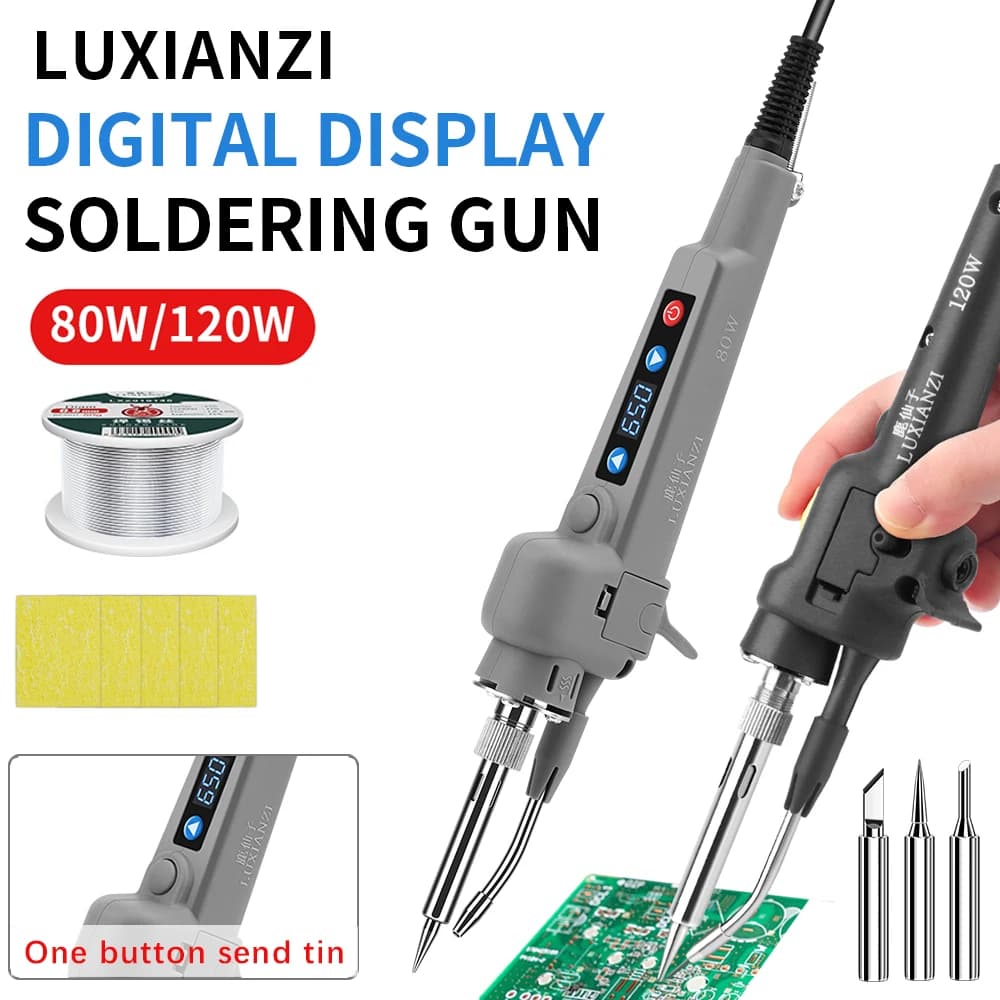 LUXIAN Display digitale Pistola per saldatore elettrico Strumento di riparazione per saldatura riscaldato internamente tenuto in mano Saldatura automatica Invia pistola di stagno