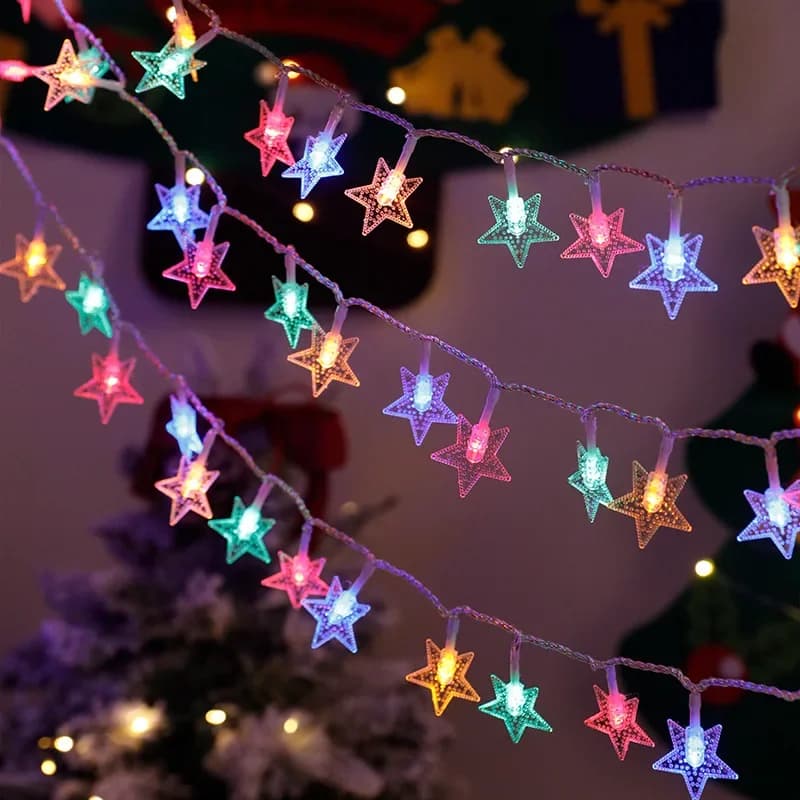 Luci a LED a Forma di Stella per Decorazioni Esterne, Matrimoni, Ramadan, Festival Musulmani, Alimentate a Batteria
