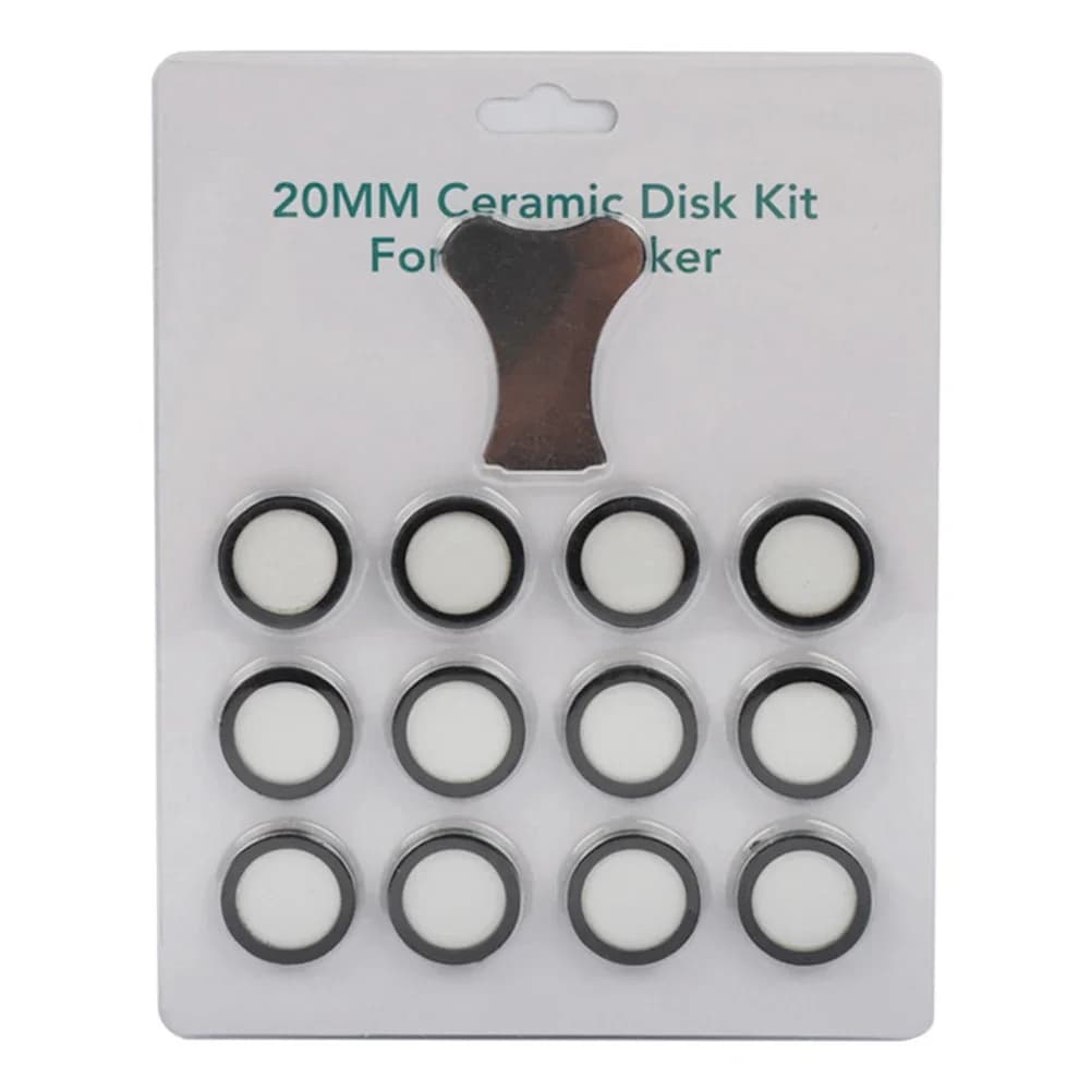 A78E-12Pack Dischi in Ceramica per Nebulizzatore Ultrasonico, Ricambi per Umidificatore, Dischi Trasduttori con Tappo e Strumento