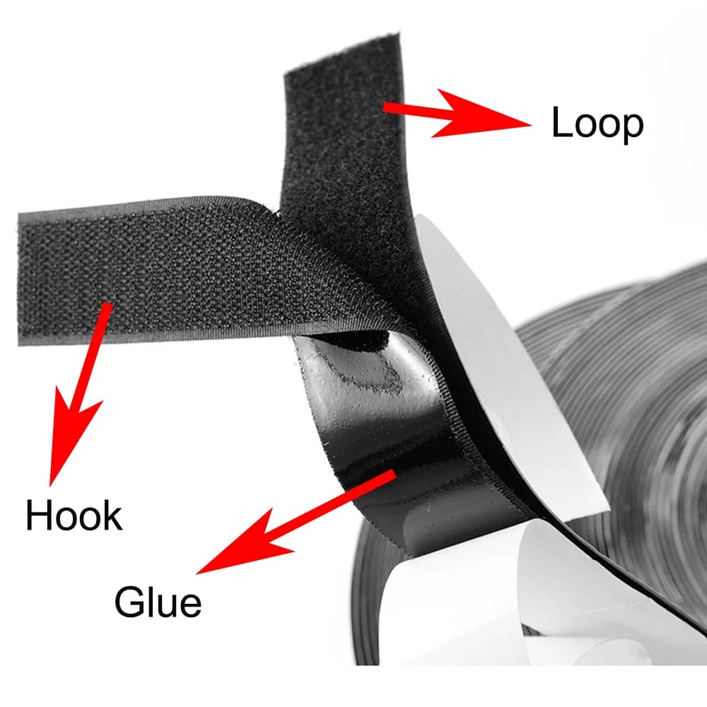 Self-adhesive strip with 25M long tear tape with Nylon fabric closure with adhesive glue for home accessories Self-adhesive strips with 25M long tear tape