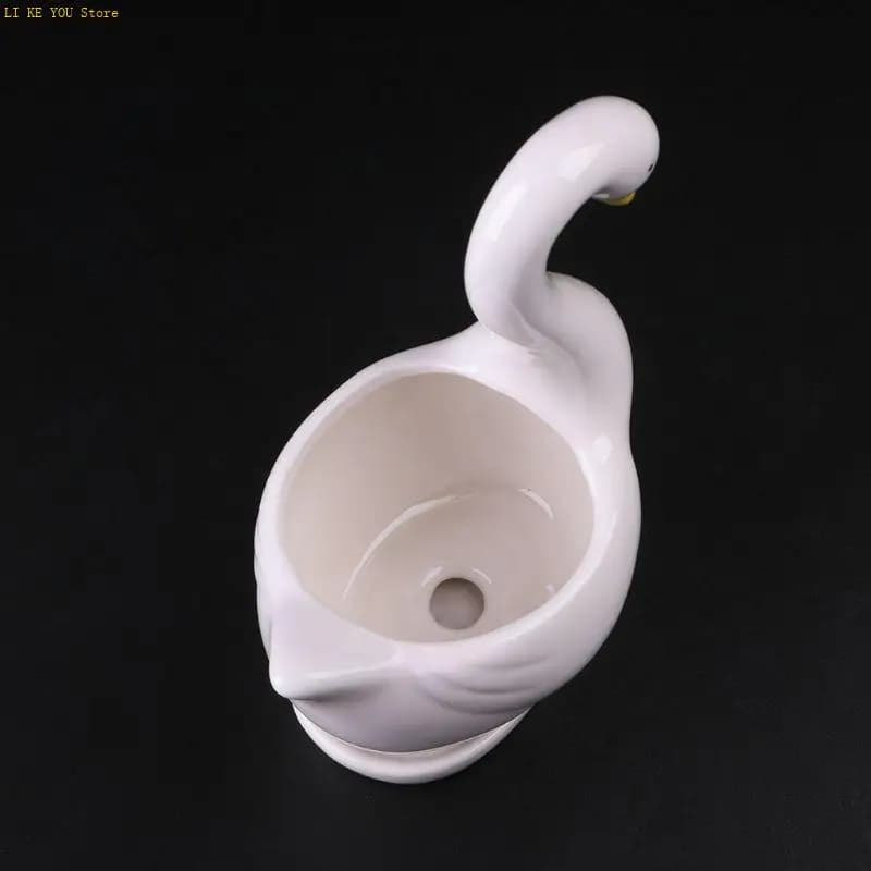 W3JE White Ceramic Flower Pot Plant Flowerpot Planter Desktop Home Off