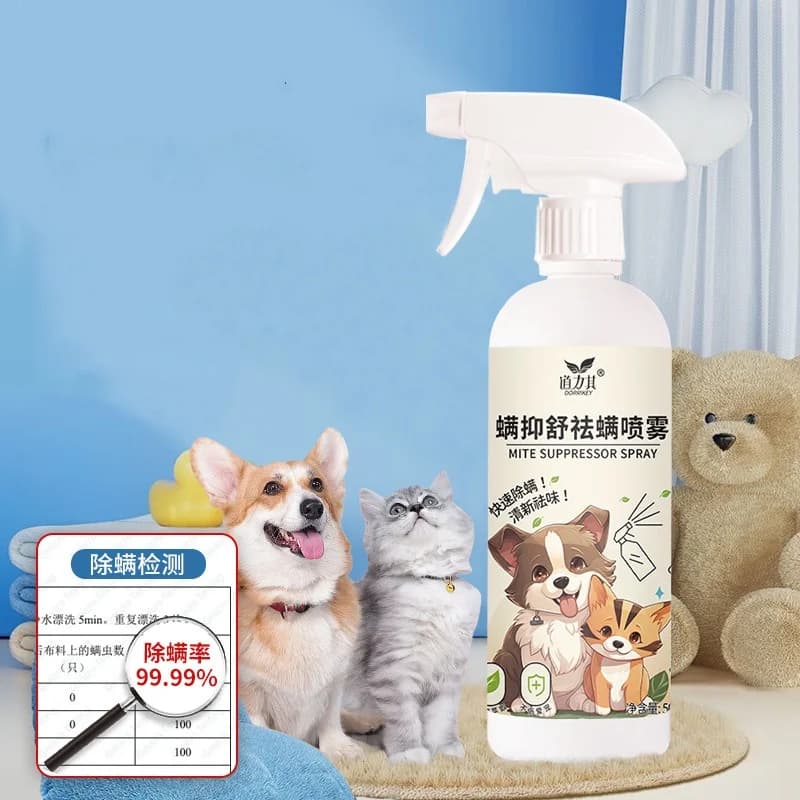 Spray per acari 500ml deodorante per animali domestici fresco per la rimozione degli acari dell'ambiente per cani e gatti