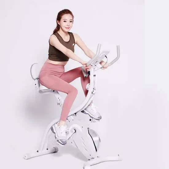 Foldable fixed bicycle Magnetic reclining bicycle 3 in 1 Slim cycling bike with armrest resistance bands and LCD monitor