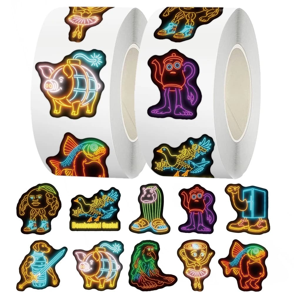 500 pz/rotolo Neon Astratta Animali Adesivi Tung Tung Sahur Italiano Brainrot Adesivo FAI DA TE Del Computer Portatile Del Telefono Divertente Del Fumetto Decalcomanie di Tenuta