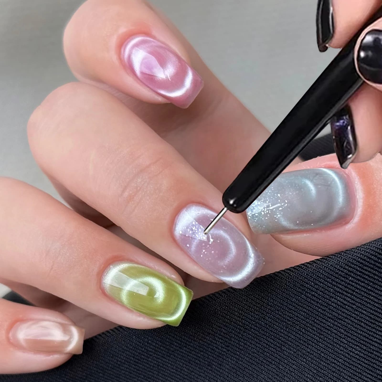 Cat Eye Magnetic Eye Instrument Suction Steel Ball Special Magnetic Pen for Nails Set of Artistic Magnets 3 in 1 for DIY Manicure Tools for Gel Nail Polish Cat Eye