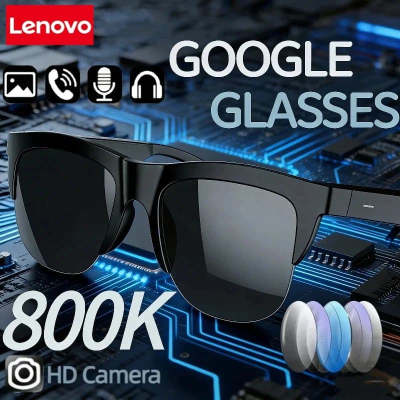 Lenovo Smart Bluetooth Sunglasses with Call Function, HIFI Headphones for Open Sports, Anti-touch UV Technology for Men and Women