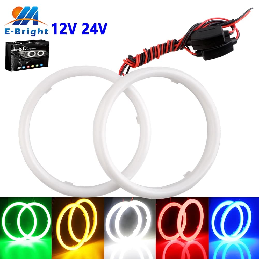 1X Luminous Angel Eyes COB LED Ring for Auto Moto Scooter, Decorative Light for Fairs and Fendinebbia 12V 24V White Red Blue Amber