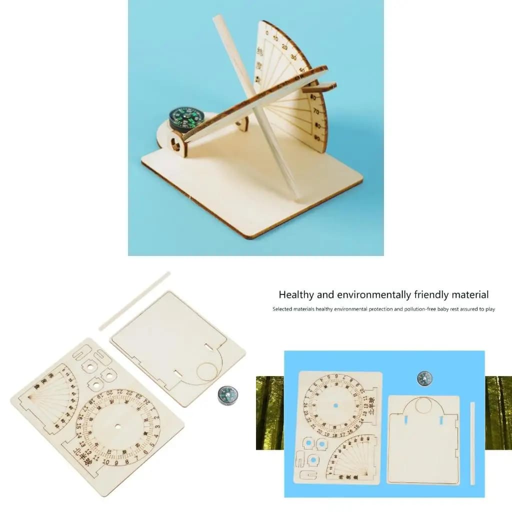 Equatorial-Sundials Model Wooden Scientific Model DIY-Sundials Clock Models Desktop Ornaments Educational Toy