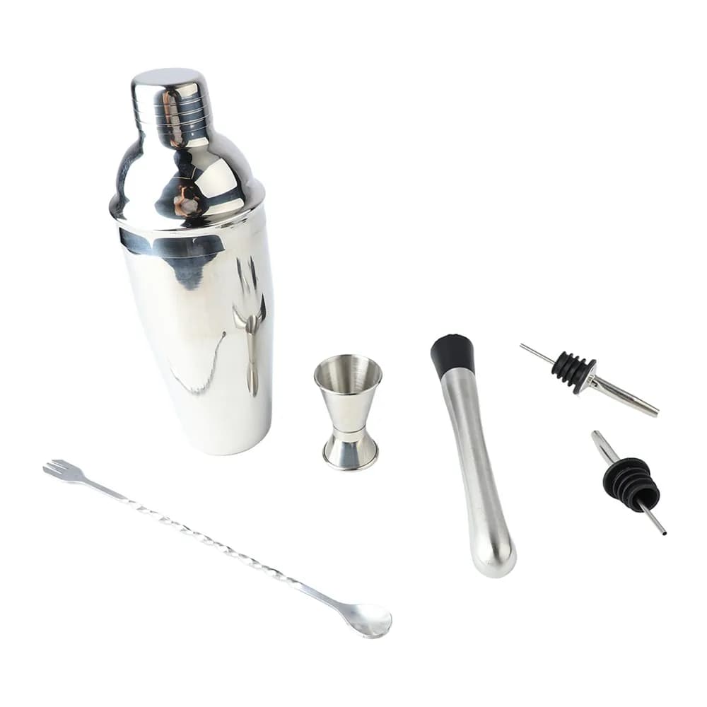 6 piece Stylish Stainless Steel Cocktail Shaker Set 750ml Bartender Kit Drink Mixing Kit Home