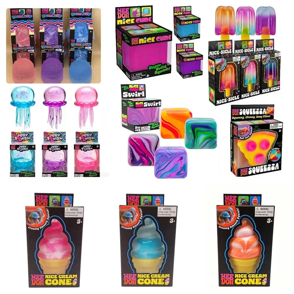 NeeDoh Jellyfish Cube Squishy Fidget Toy Soft Gel Stress Relief Sensory Squeeze Anti Anxiety Toy for Kids Adults Focus Desk Toy