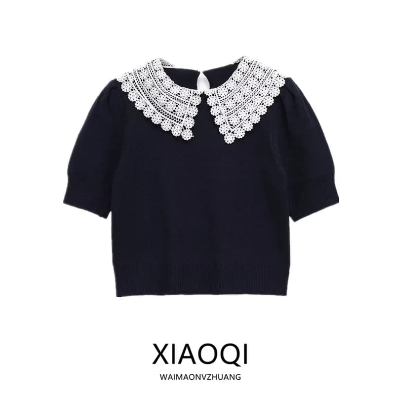 2025 Inverno delle nuove donne lavorate a maglia ort Sve pullover con gancio ago colletto ribaltabile design Faionable European Sle Top