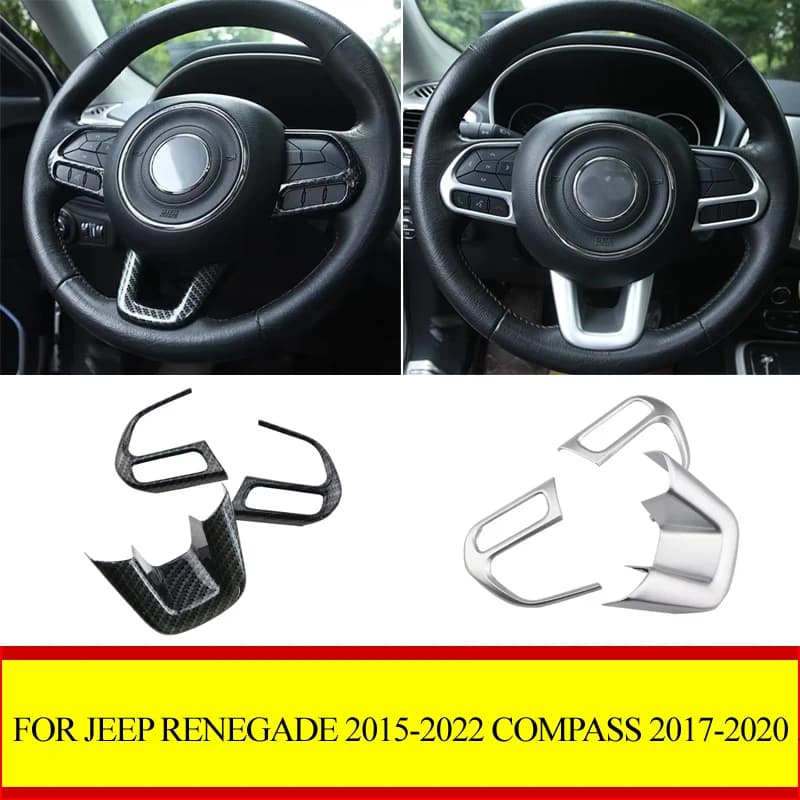 Copertura Decorativa in ABS per Volante Auto, Compatibile con Jeep Renegade 2015-2022 e Jeep Compass 2017-2020, Accessori Interni