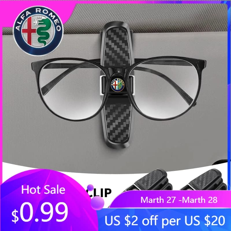 Portaocchiali per Auto Alfa Romeo, Supporto per Occhiali da Sole per Parasole, Clip per Occhiali per Alfa Romeo 159 Giulietta Giulia 147 Mito 156 St