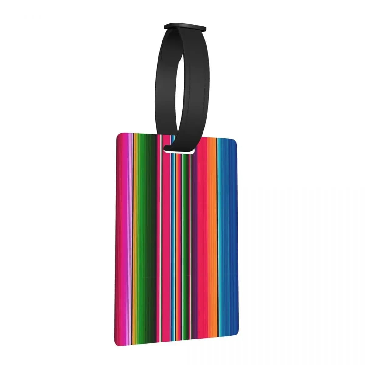 Coperta messicana a righe Fiesta Serape Etichette per bagagli Valigia da viaggio Bagagli portatili Etichetta d'imbarco Porta etichette ID Nome Indirizzo