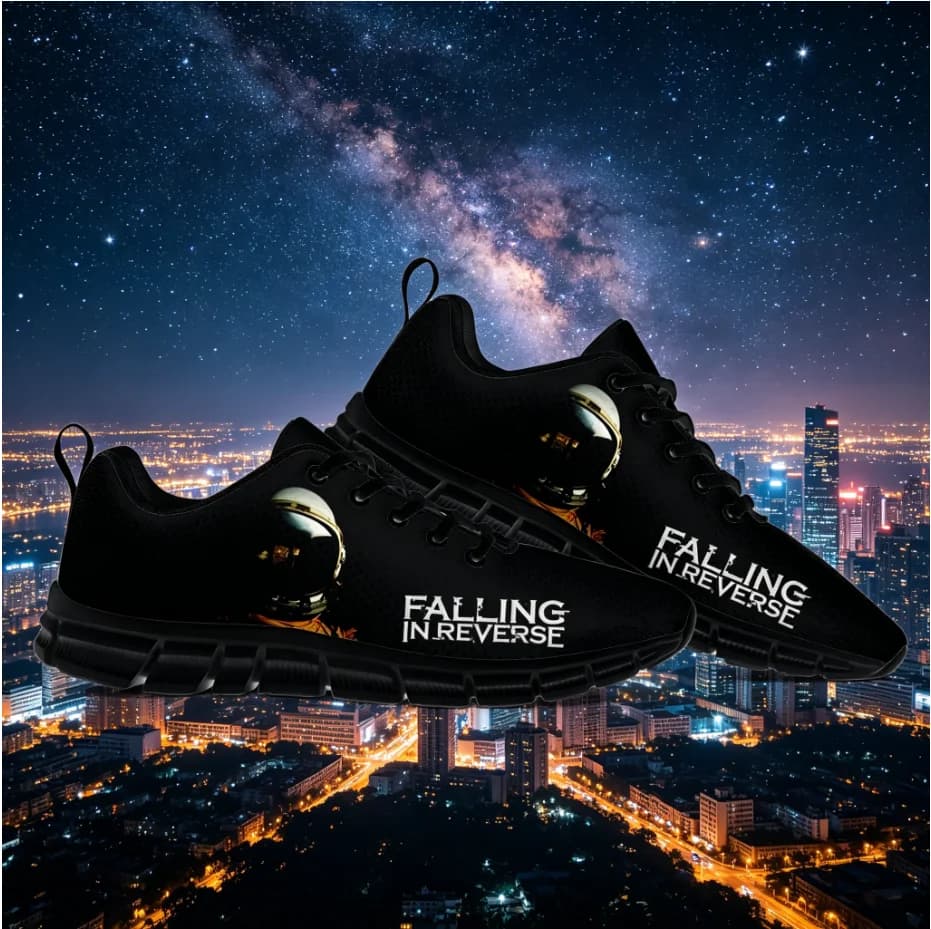 Scarpe basse con logo Falling In Reverse Band, sneakers casual unisex con stampa completa personalizzata, antiscivolo e resistenti all'usura