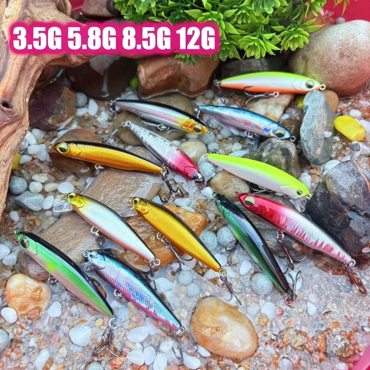 Affondamento Minnow Richiamo di Pesca Matita Esca 3.5g 5.8g 8.5g 12g Crankbait Swimbait Wobbler Esca Dura Artificiale Bass Trota Luccio