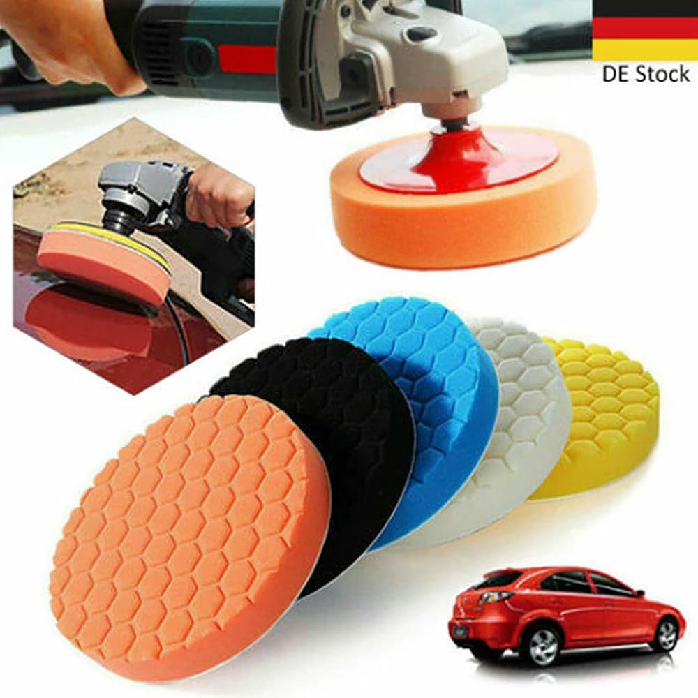 5PCS tamponi per dettagli automatici ruota per lucidatura per trapano kit di lucidatura tampone per lucidatura autoadesivo da 3/5/6/7 pollici dischi applicatori per cera per auto