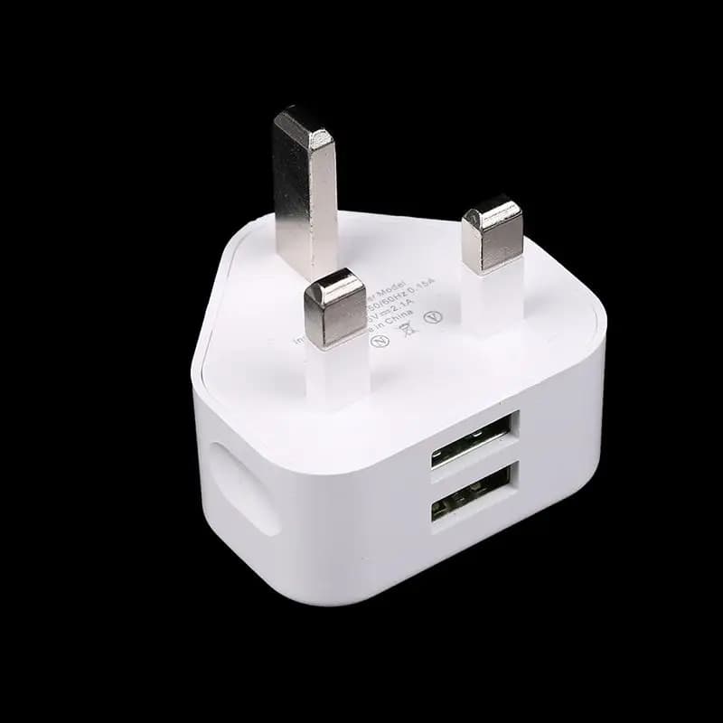 Adattatore UK a 3 Pin con Caricatore da Muro e Doppia Porta USB (1 o 2 Porte) per Ricarica Rapida e Sicura di Smartphone, Tablet e Dispositivi da Ufficio