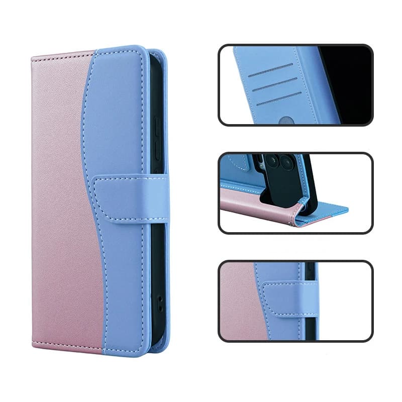 2 Colors Collision Leather Flip Case For Xiaomi Poco X8 Pro Max X7 X6 Neo X5 X4 GT X3 NFC Wrist Rope 2 Cards Wallet Phone Cover