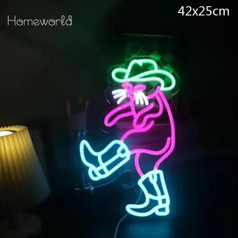 Insegna al neon a forma di gatto da cowboy Insegna al neon a LED dimmerabile per camera, festa, negozio, club, bar, sala giochi, negozio di animali, arredamento, regalo di compleanno