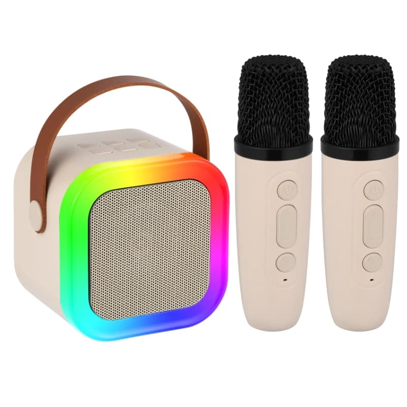 Macchina per Karaoke per Bambini, Mini Altoparlante Bluetooth con Doppi Microfoni Wireless, Luci RGB e Modificatore di Voce, Regalo per Feste