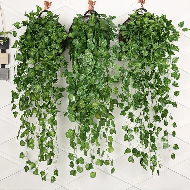 90cm Artificial Green Radish Hanging Wall Plant Rattan House Living Room Decoration Wall Flower Screw Plant