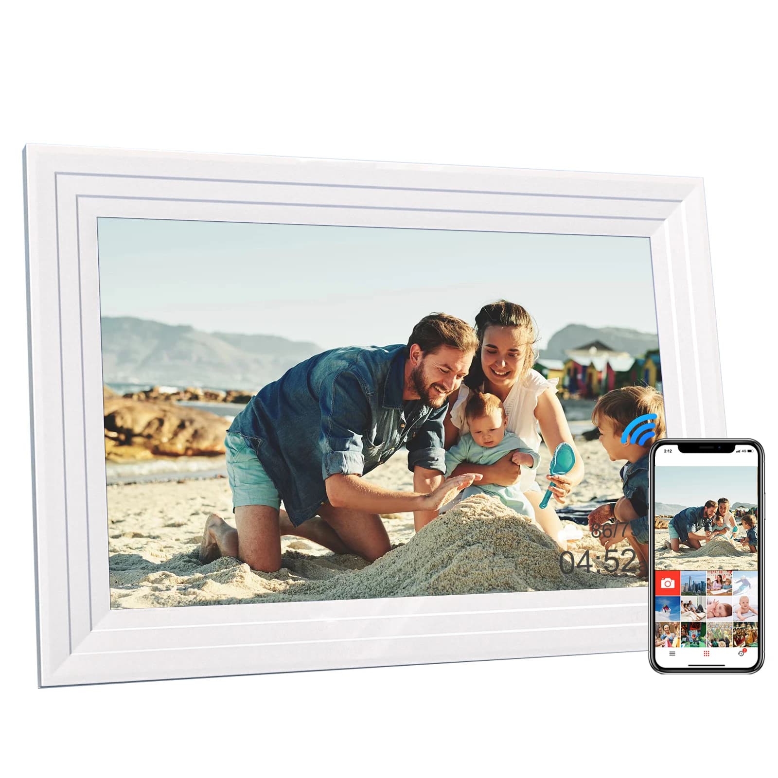 Cornice per foto digitale cloud LCD con video touch WiFi da 10,1 pollici con memoria da 32 GB con supporto APP per telefono