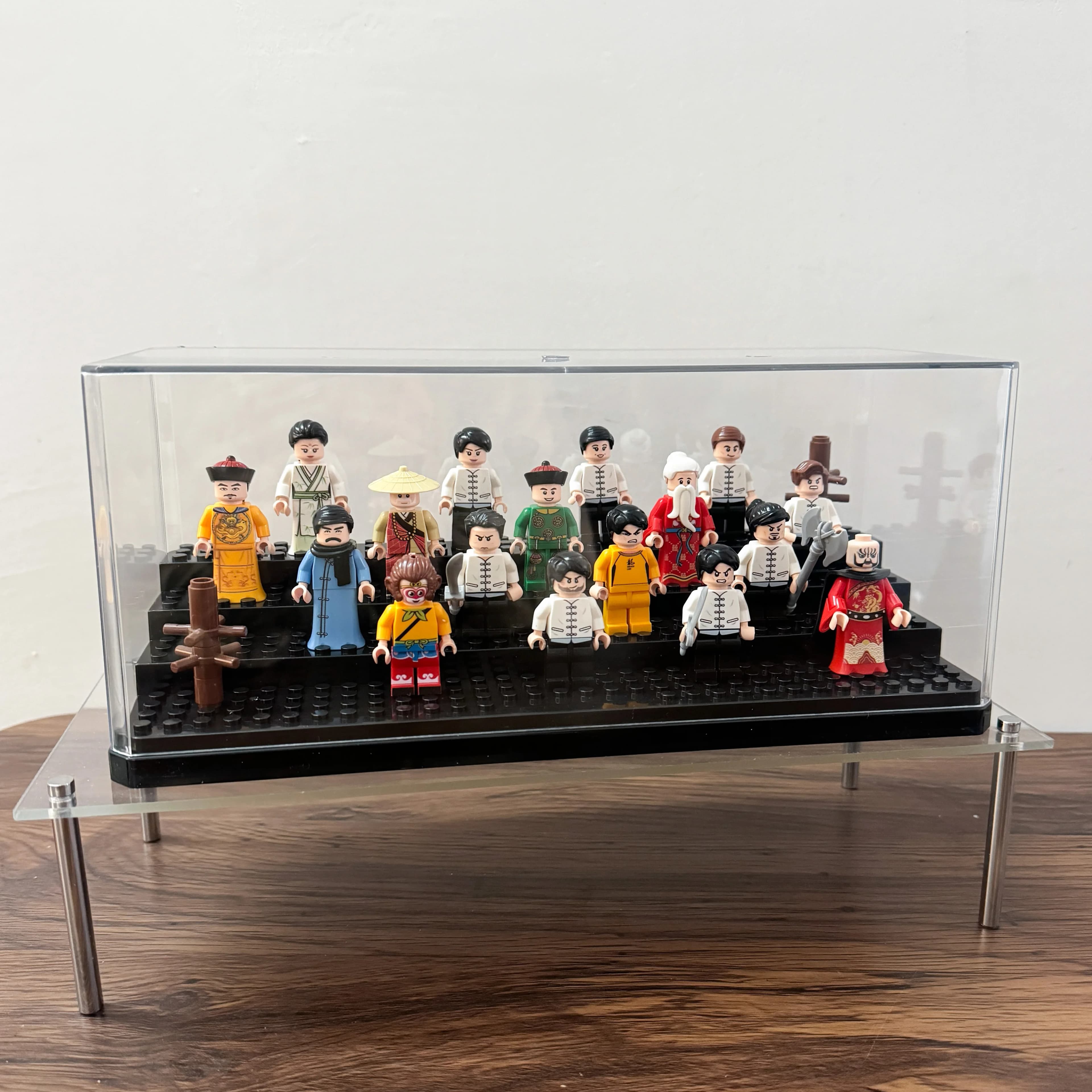 Scatola di visualizzazione con scala in acrilico Modello giocattolo Custodia a quattro strati Assemblaggio gratuito Vetrina antipolvere Lego Building Block Storage Large