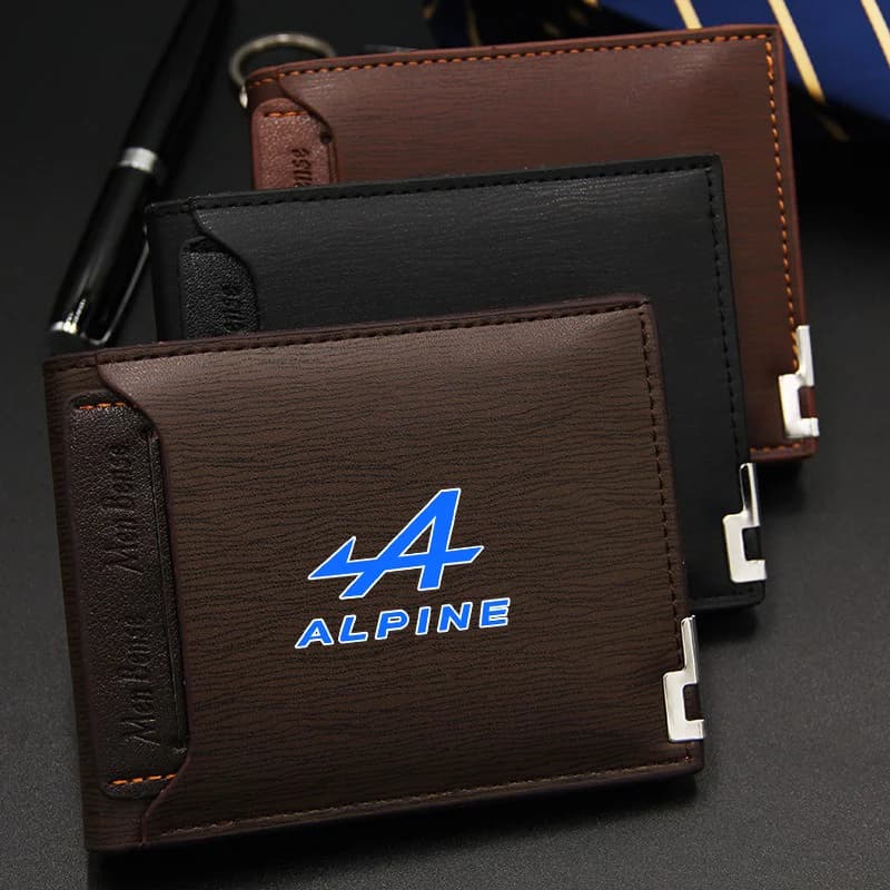High quality PU Leather Wallet Car Driving License Credit Card Alpine Logo For Clio Scenic Logan Megane Captur Kadjar Duster RS