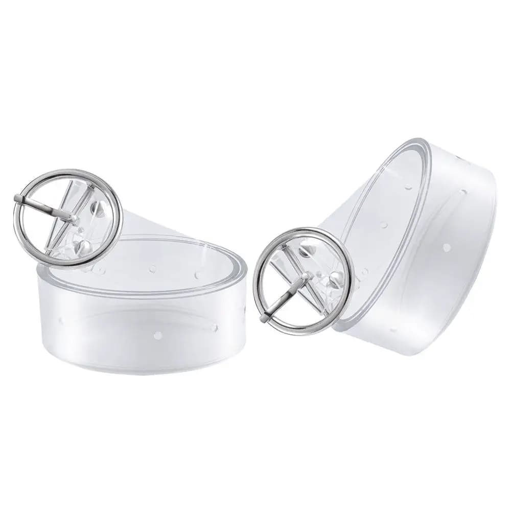 2Pcs Clear Transparent Waist Belt Wide PVC Metal Buckle Women Adjustable Jeans Belt Stylish Dress Waistband Waistband