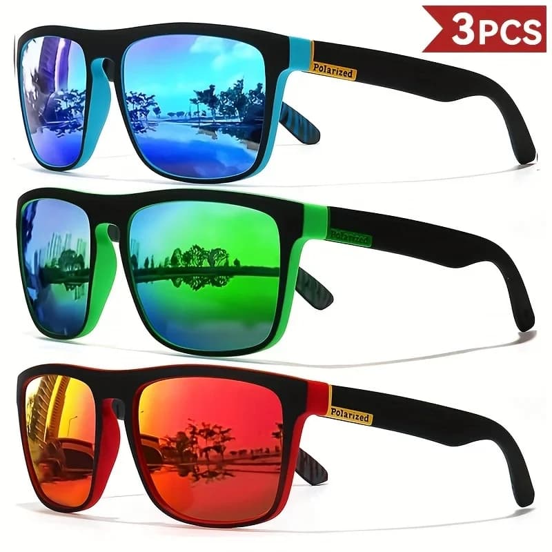1/3PCS Occhiali da sole classici polarizzati quadrati alla moda per uomo e donna, sport all'aria aperta, feste, vacanze, viaggi, guida, occhiali da sole UV400