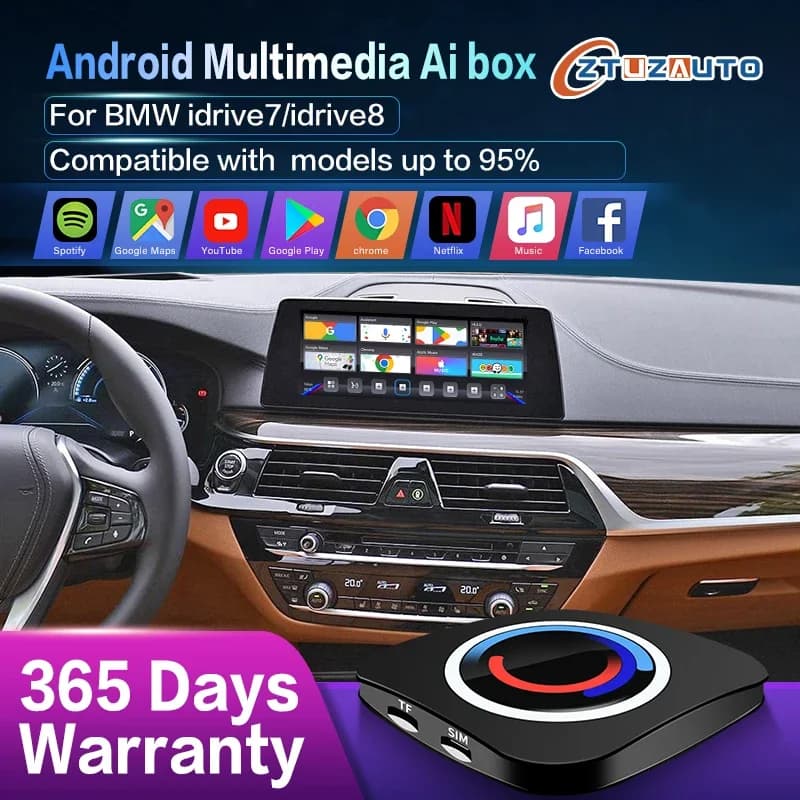 Box CarPlay AI 2025 per BMW ID6 ID7 ID8, Aggiornamento Android 10 con GPS Integrato, Plug and Play, 4G LTE, Doppio Bluetooth
