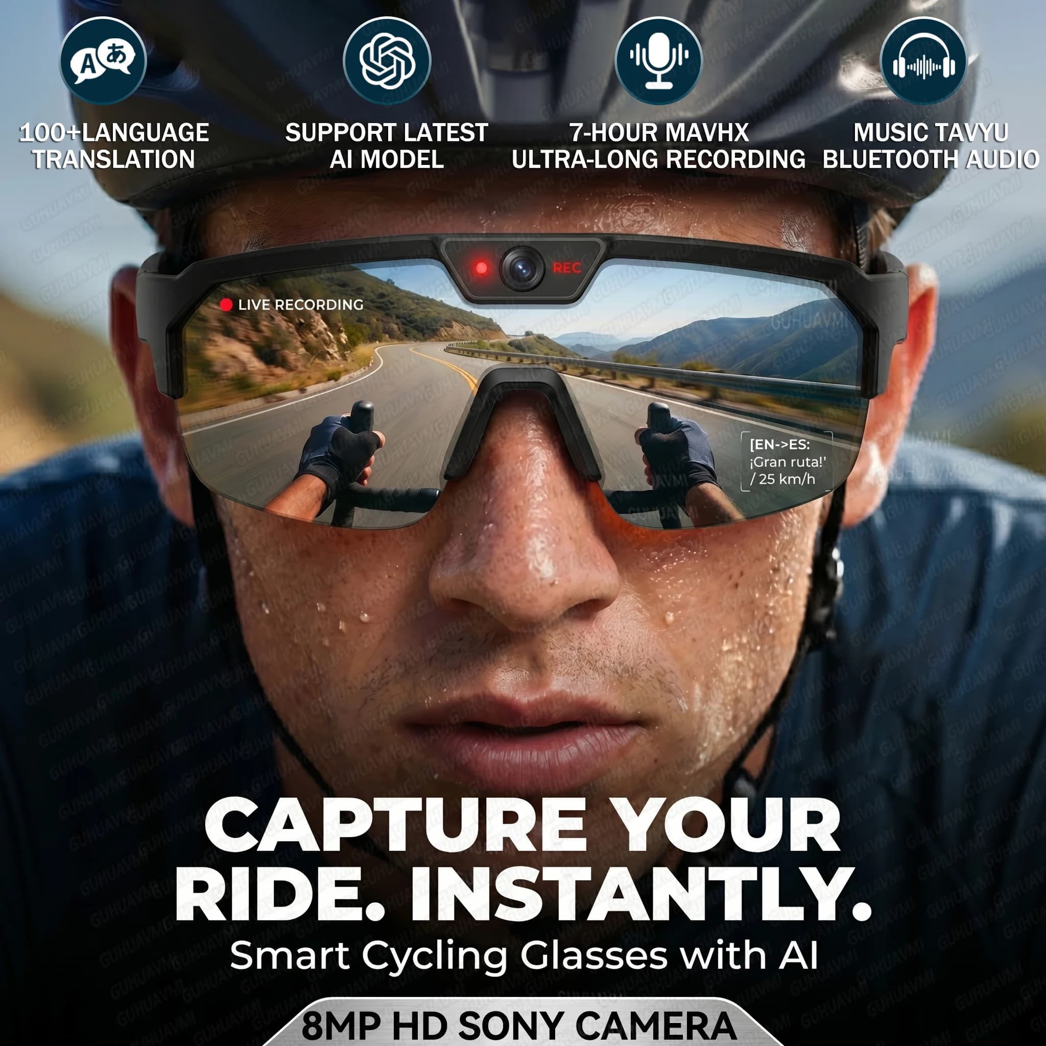 Nuovi Occhiali Smart AI 2026 per Sport e Registrazione, Fotocamera HD 800W, Anti-vibrazione, per Ciclismo e Riprese, Occhiali Antivento