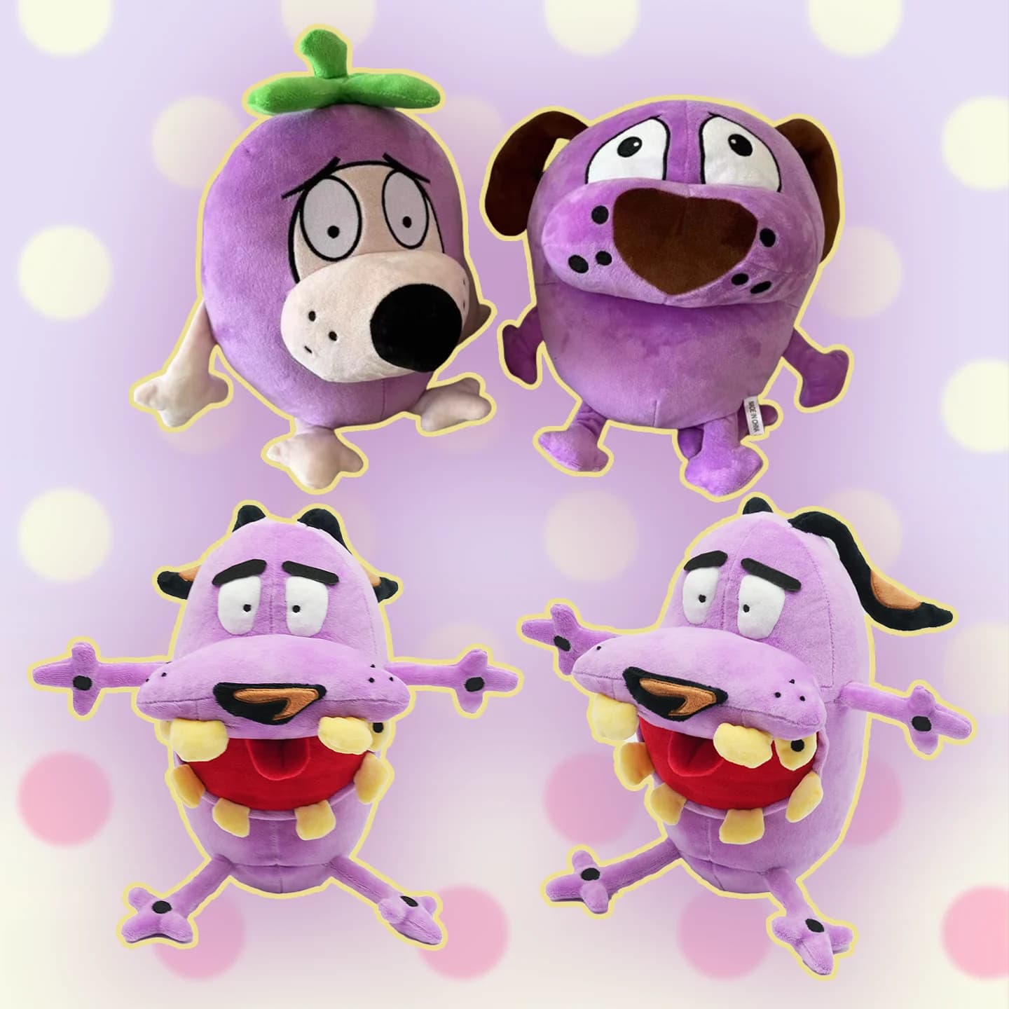 New Courage the Cowardly Dog Plush Toys Funny Purple Dog with Yellow Teeth Stuffed Doll Animal Plushie Room Decor Birthday Gift