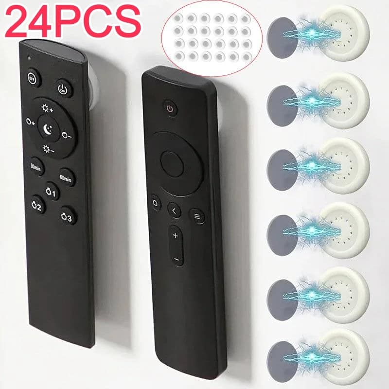 24/4PCS Strong Magnetic Hook Magnet Remote Control Hook Home Organizer Magnetic Wall Hanging Keychain Anti-lost Storage Ring