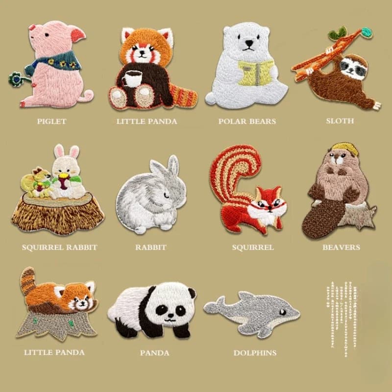 Nuovo simpatico animale ricamato patch panda rosso delfino orso cartone animato cassa del telefono decorato adesivi autoadesivi del fumetto Parches