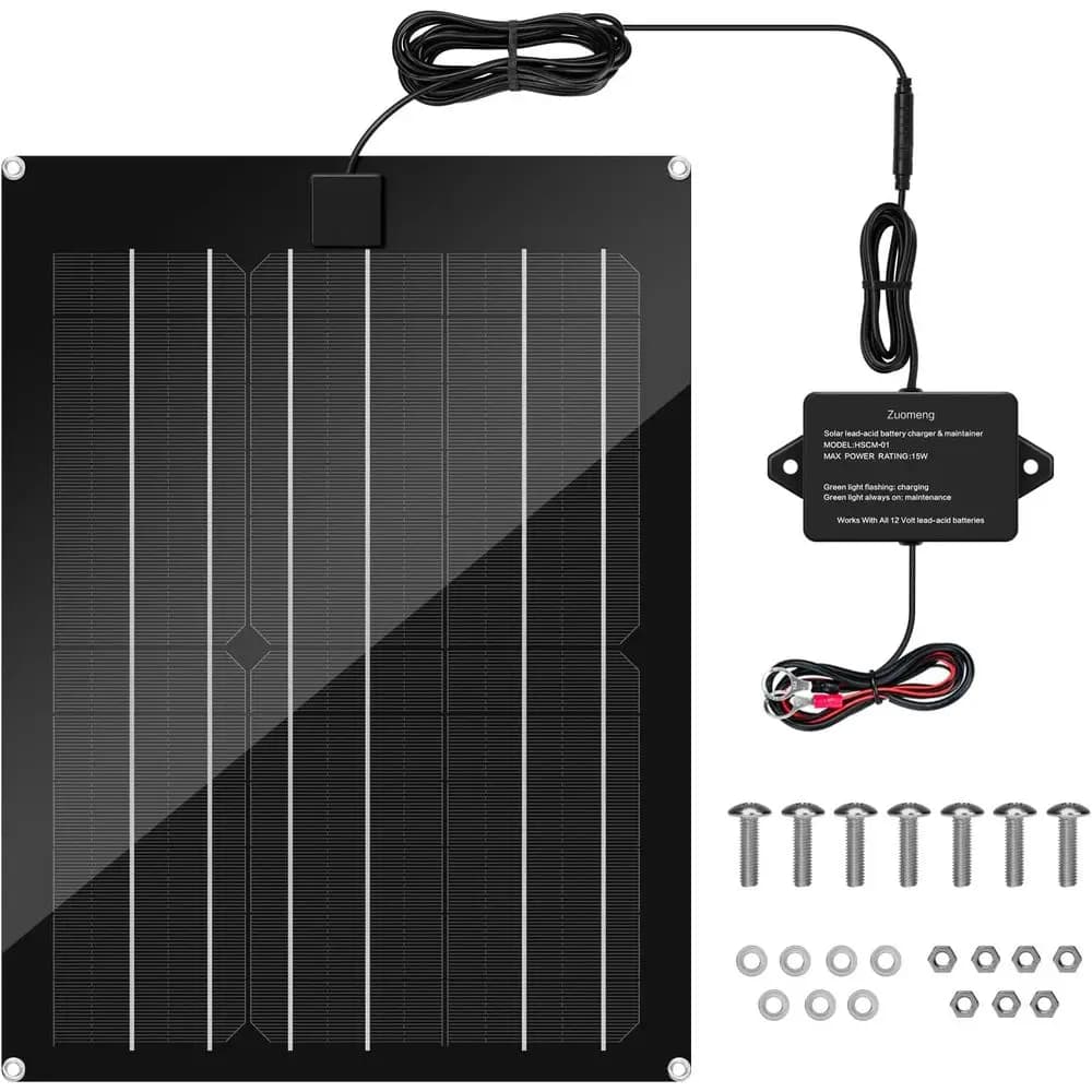 Kit Pannello Solare 15W con Funzione di Pulsazione per Manutenzione Integrata e Regolatore di Carica MPPT Intelligente per Batterie al Piombo-Acido 12V