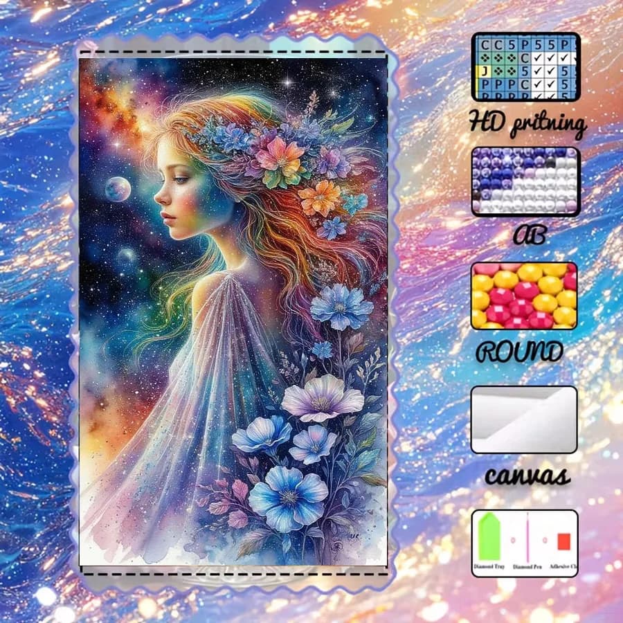 1 piece - 5D-DIY - Flocking cloth - Special drill - Diamond painting set - Dream figure - Mosaic - Diamond art
