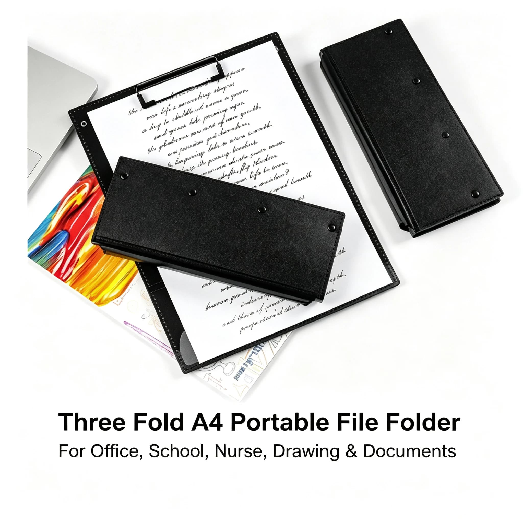 Three Fold A4 Portable File Folder for Office School Use Lightweight Storage Organizer Drawing Paper Document Nurse Clipboard