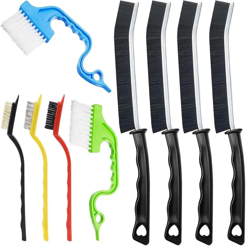 9 Pcs Hard Bristle Crevice Cleaning Brush Set, Kitchen Bathroom Toilet Grout Bottle Gap Window Tracks, Multifunctional Home Esse