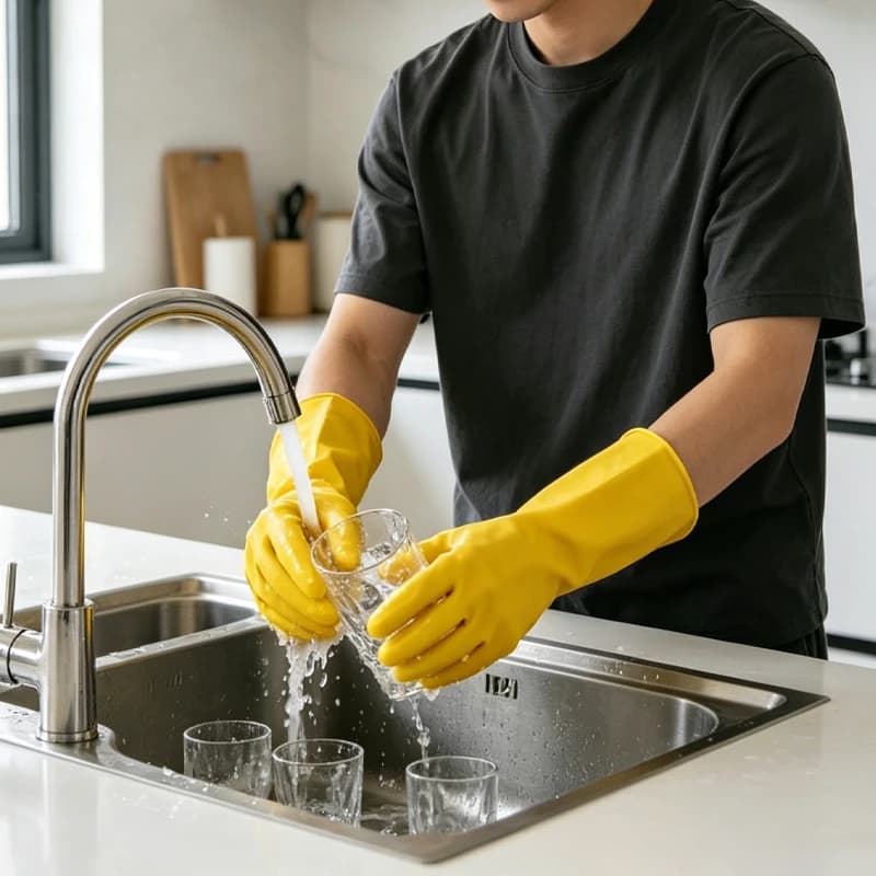 Guanti in Lattice Spessi Portatili per Uso Domestico, Impermeabili per Lavare Piatti, Stoviglie, Vestiti e Verdure in Cucina