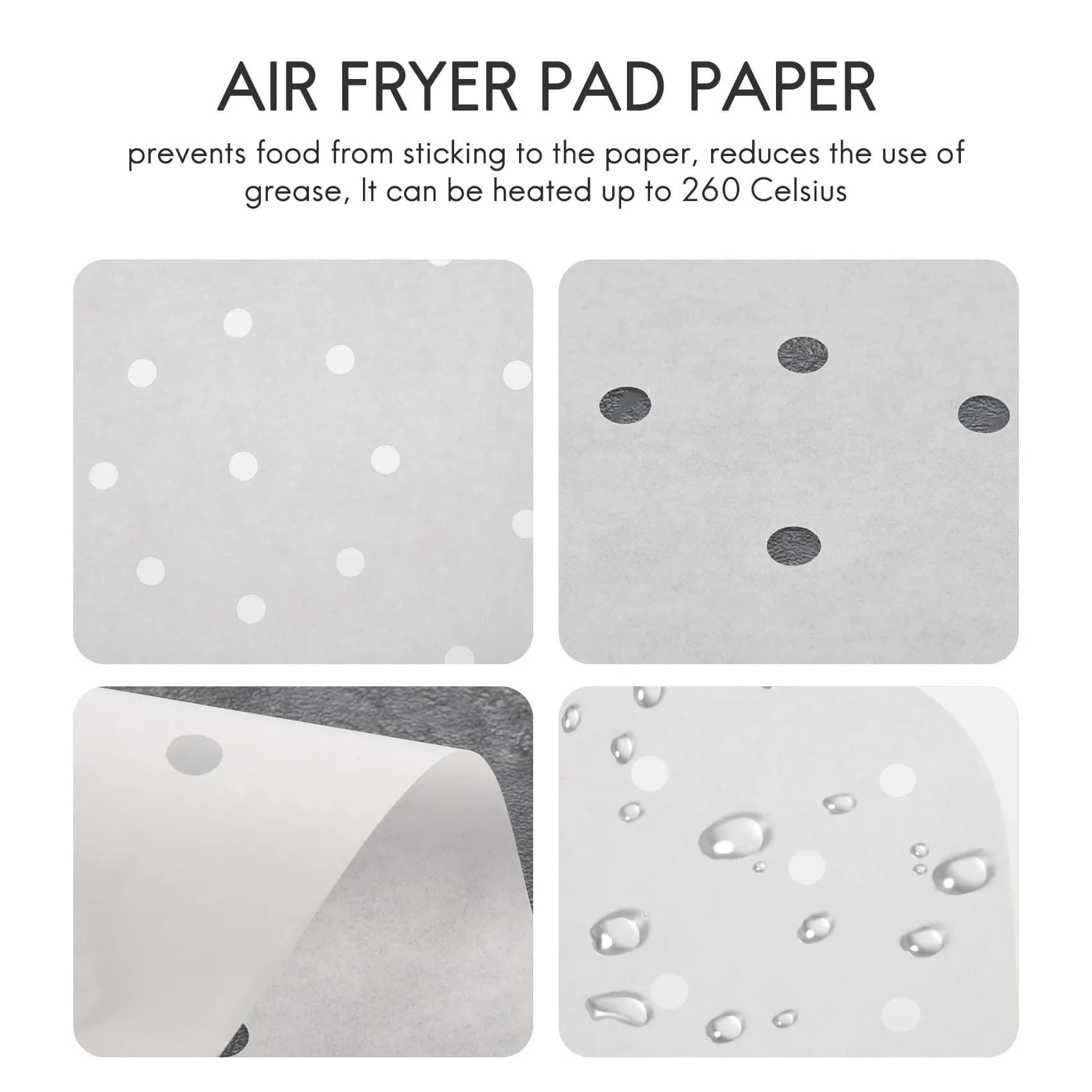 A26I-100 pieces of parchment paper for perforated air fryer not whitened square for air fryer lining parchment for steam cooking