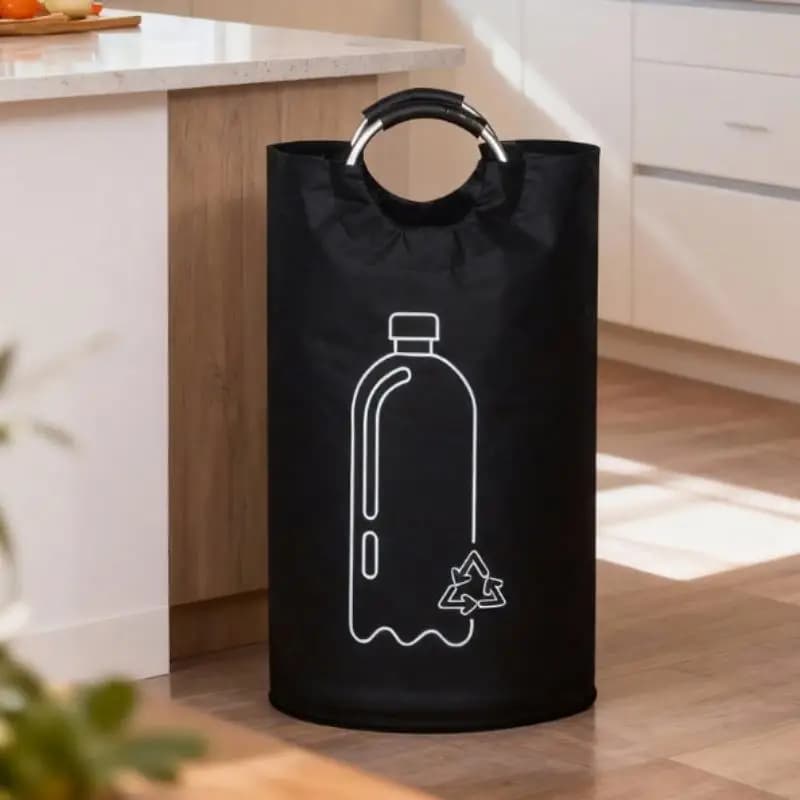 .Large Capacity Empty Bottle Storage Basket With Aluminum Handle 82L Wastewater Bottle Collector Bag Folding Recycling Bin.