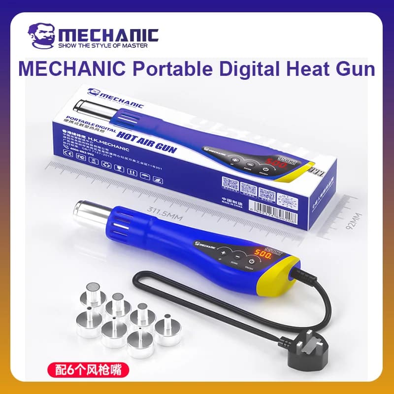 MECHANIC OFFICIAL HT-958 Portable Digital Heat Gun Hot Air Gun for Mobile Phone Electronic Motherboard Repair Heating Chip