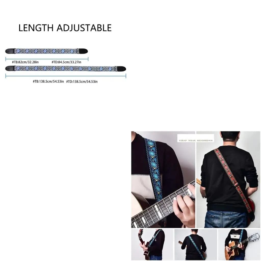 Q39E Adjustable Guitar Strap with Guitar Pick Holder for Guitar Bass 2 Inch Width Comfortable Cotton Guitar Shoulder Strap
