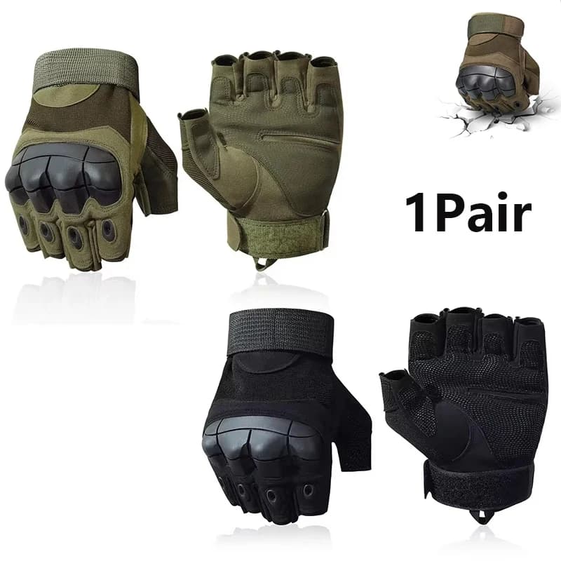 Guanti Tattici Senza Dita con Protezione Nocche, Guanti Mezze Dita per Paintball, Airsoft, Caccia, Equitazione, Escursionismo, Motociclismo