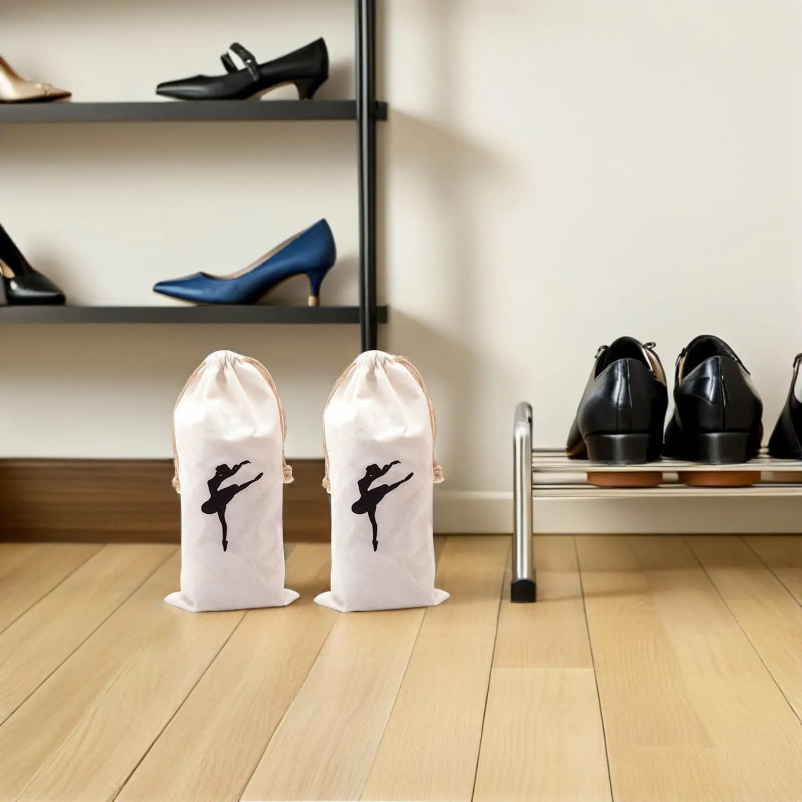 2 Pezzi Sacche Porta Scarpe da Punta con Coulisse per Balletto, Borsa Contenitore per Scarpe da Danza per Ragazze
