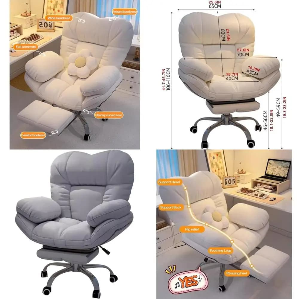 Poltrona Reclinabile Ergonomica per Casa e Ufficio, Sedia da Gaming con Schienale Confortevole - Grigio Chiaro