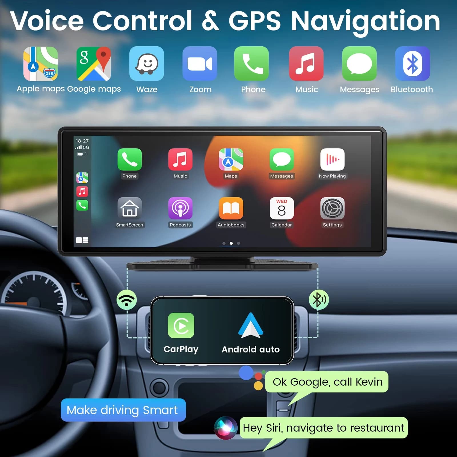 Nuovo Autoradio Universale 2026 con Schermo da 10.26”, Lettore Multimediale WIFI, Video Player Wireless Carplay per Apple o Android