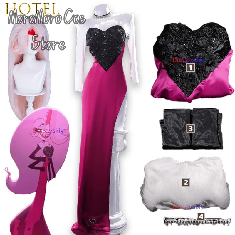Cosplay Angel Dust Hotel Costume, Women's Sexy Dress, Halloween Uniforms, Carnival, Party, Christmas, Role Games Clothing
